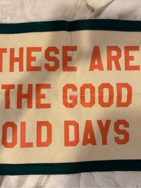 Cream Canvas Banner with Orange Text and Green Border
